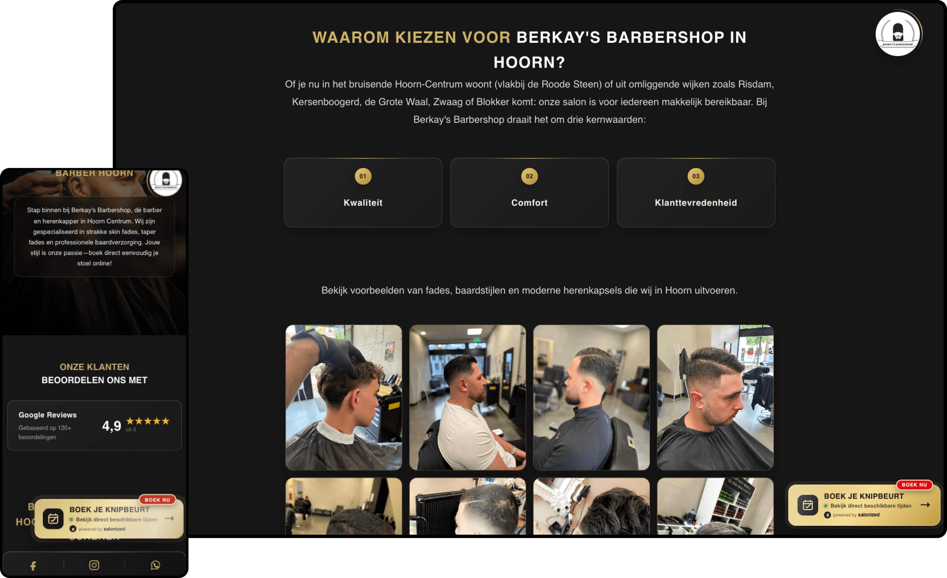 Website van Berkays Barbershop in Hoorn, ontworpen en ontwikkeld door Stockload