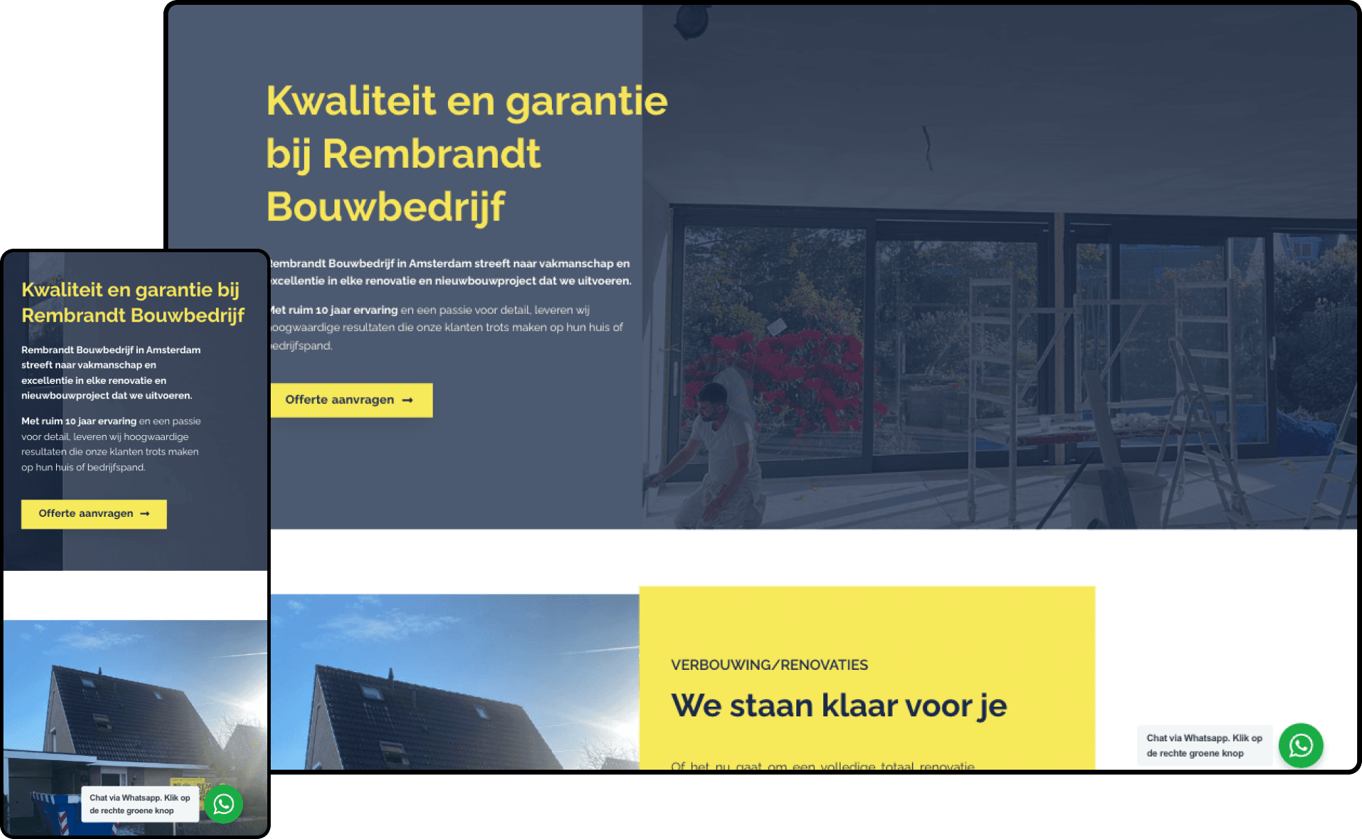 Website van Rembrandt Bouw, gerealiseerd door Stockload