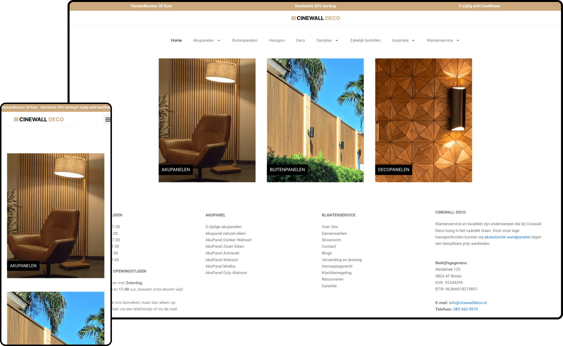 Professioneel gemaakte website voor Cinewall Deco in Rotterdam, ontworpen om te inspireren en te converteren.